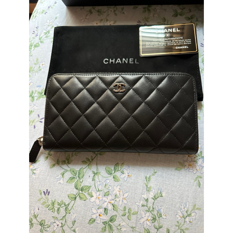 Chanel 法國專櫃購入#小羊皮#經典款拉鍊長夾