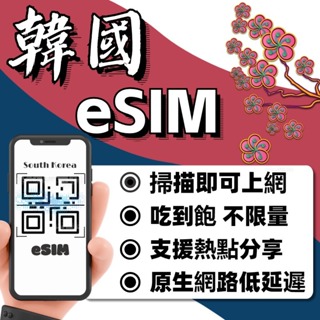 【韓國eSIM】自助發貨 免等待 免插卡 esim sim卡 esim韓國 韓國網卡 韓國網路卡 韓國上網卡