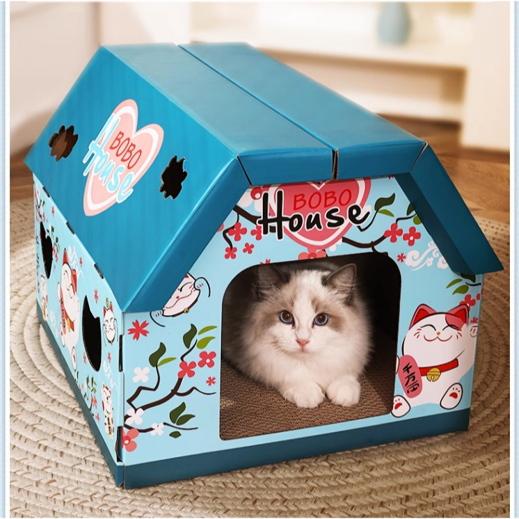 貓抓板 貓屋 貓窩 紙箱貓抓板 耐磨不掉屑 貓爪板窩 瓦楞紙 貓咪紙箱屋 大號貓盒