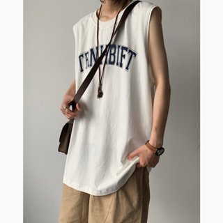 韓國 背心男 實拍圖 無袖背心 簡約字母印花 運動背心 寬鬆版型 運動風 健身背心 男女 純綿 復古背心