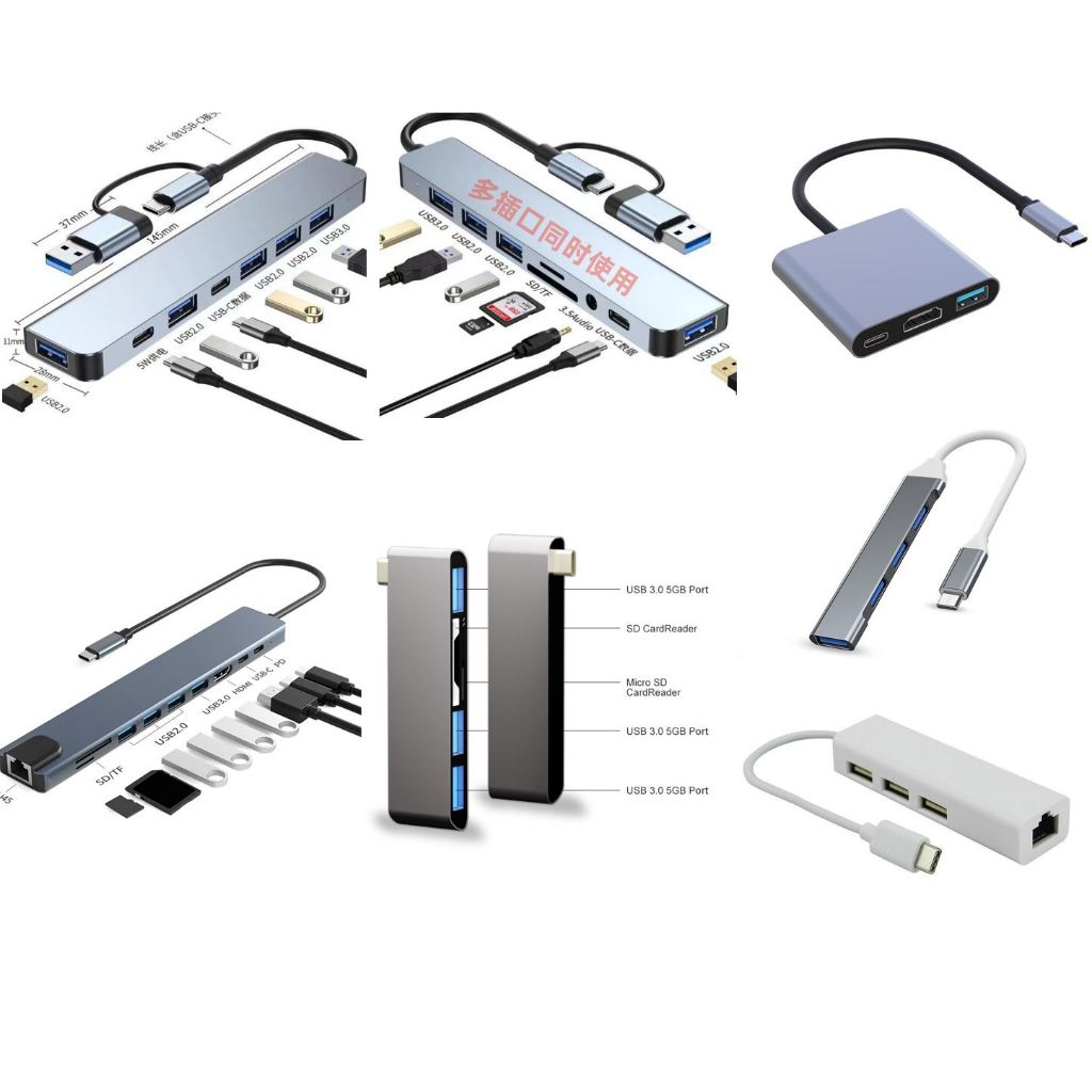 迷你拓展塢USB分線器3.0 HUB集線器4口 typeC擴展塢鋁合金  hdmi 網路口 手機 筆電 平板 mac