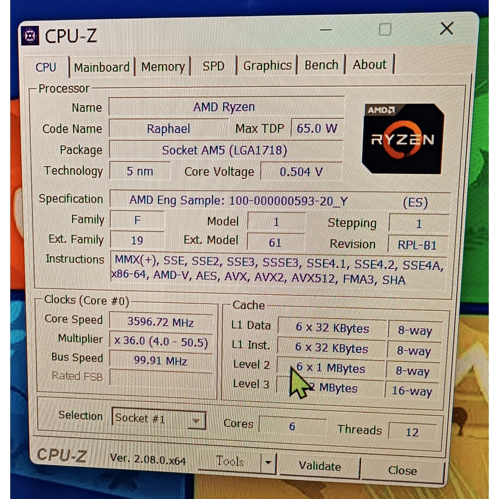 AMD R5-7600X  工程版 自取3800