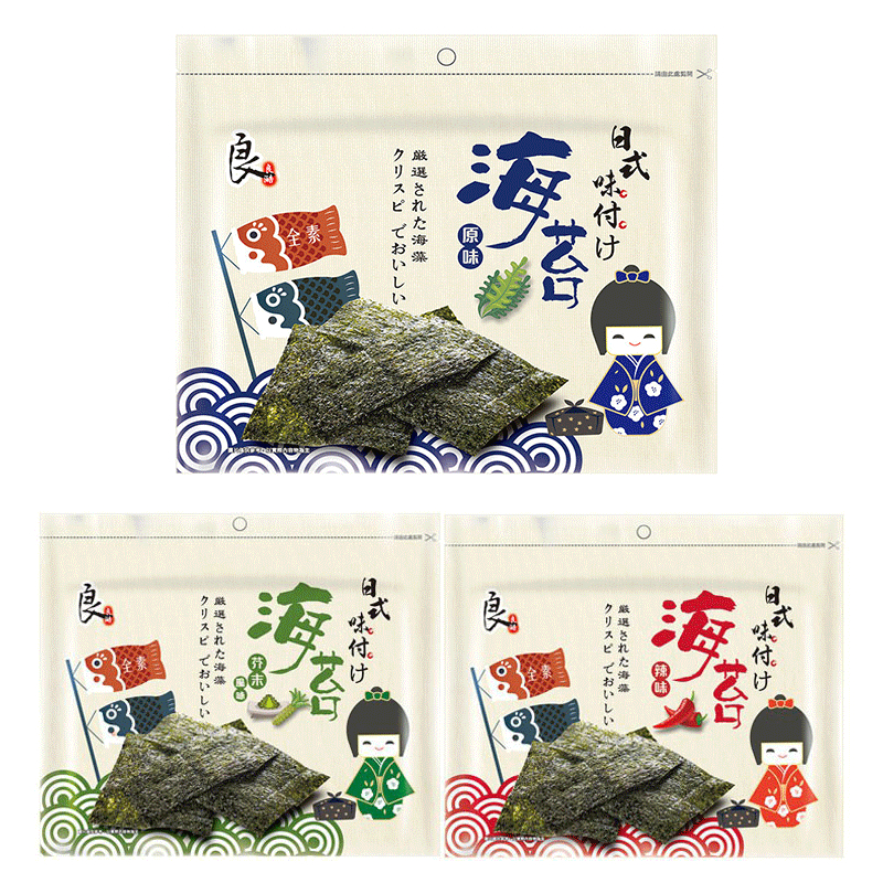 良澔嚴選海苔 原味 辣味 芥末【零食圈】韓國海苔 日式海苔 良澔海苔 全素 日式味付海苔