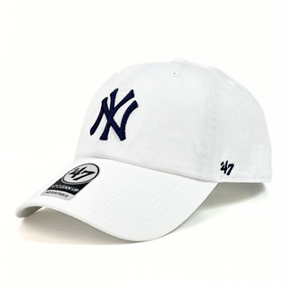 47 Brand CLEAN UP 紐約洋基鴨舌帽 白色 經典MLB棒球帽 男女 水洗款老帽 軟頂剌繡NY帽 大LOGO