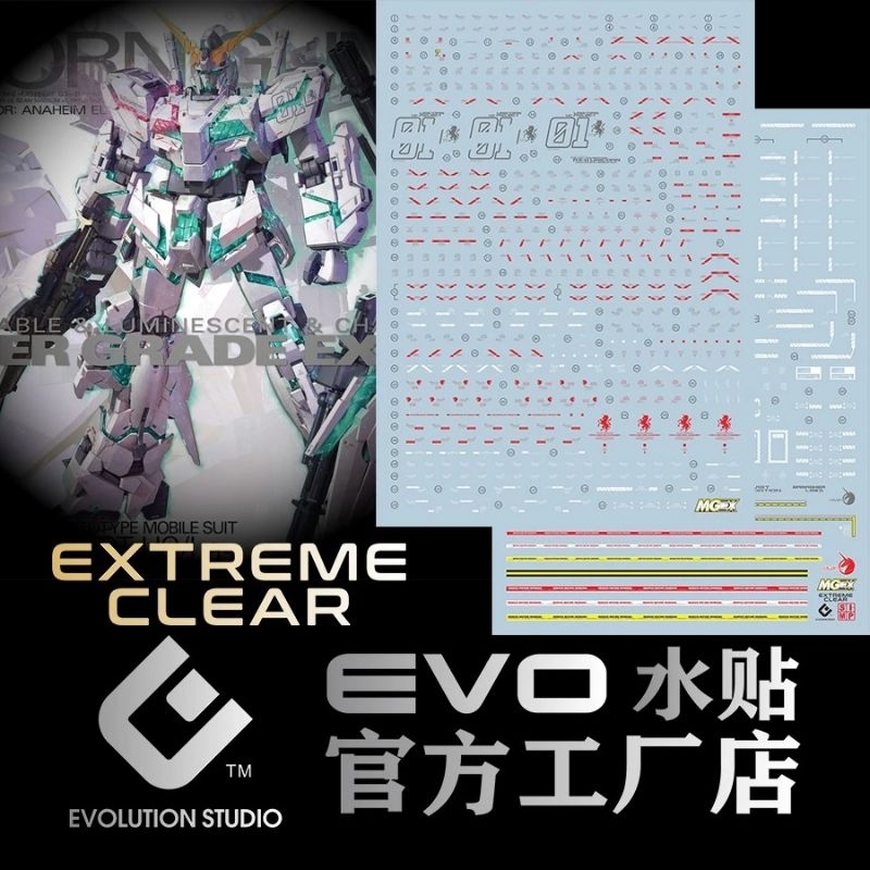 台中寶寶 最低價 EVO水貼 MGEX 獨角獸《 二張入》超高清 1/100 卡版 三覺醒 模型 鋼彈 水貼