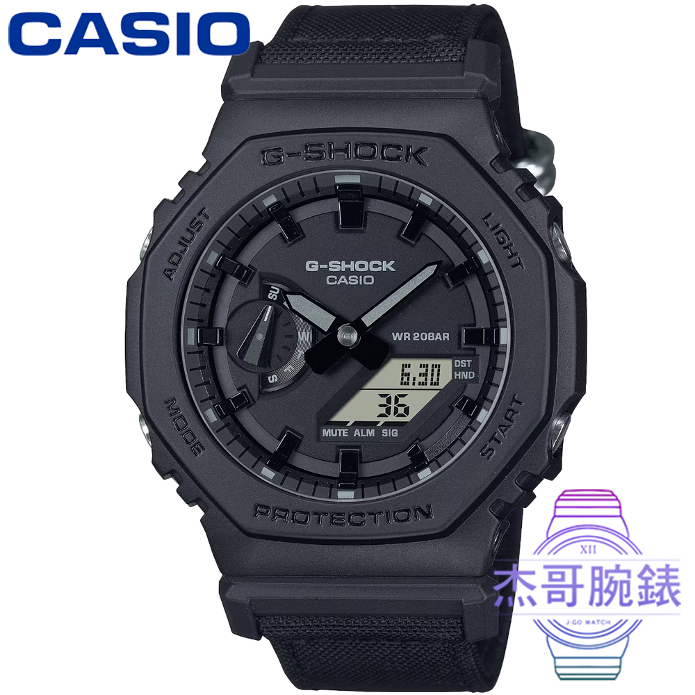 【杰哥腕錶】CASIO 卡西歐G-SHOCK 農家橡樹運動帆布錶-黑 / GA-2100BCE-1A (台灣公司貨)