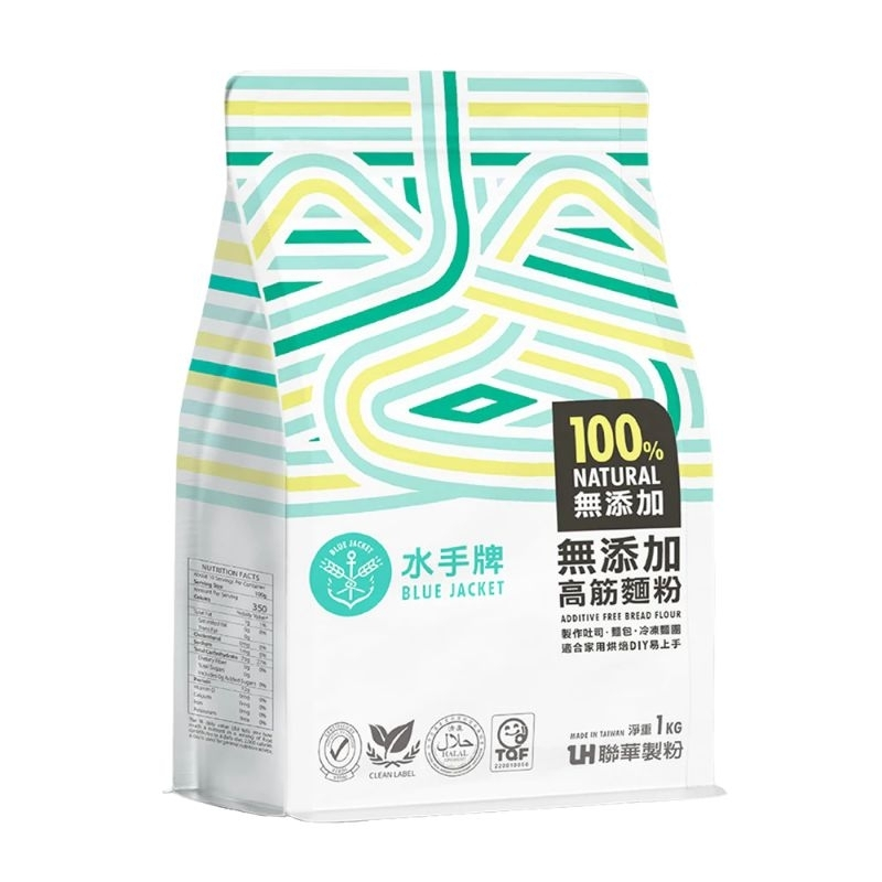 【幸福烘焙材料】 台灣 水手牌 無添加 高筋麵粉 (純麥無添加。頂級胚乳精華) 麵粉 1kg 原裝包