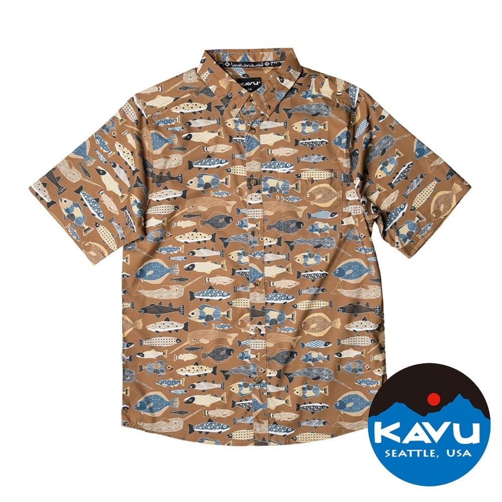 【KAVU】RiverWrangler中性印花短袖襯衫『魚群如雲』K5093