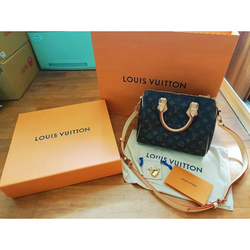 全新全配Louis Vuitton路易威登LV Monogram Speedy 25 手提斜背波士頓包M41113