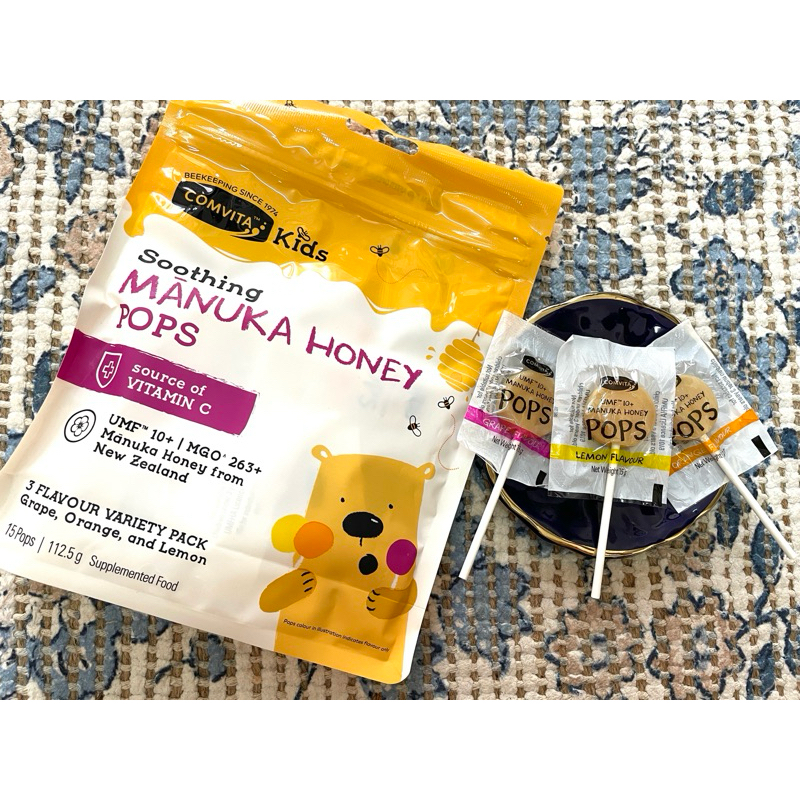 現貨8/24到期出清 澳洲代購Comvita Kids manuka Honey麥盧卡蜂蜜棒棒糖三種口味紐西蘭製112G