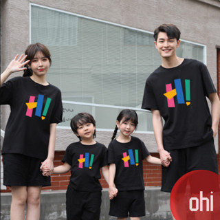 【ohi】親子裝上衣 家庭裝 純棉大尺碼 親子出遊度假 韓版寬鬆運動 撞色t 夏季純棉短袖 四色 XGT短袖 hi你好