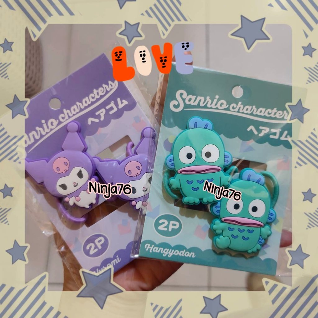 日本 三麗鷗大臉軟膠髮飾組 腳色軟膠髮束二入組