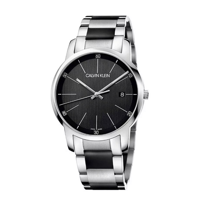 Calvin Klein CK 時尚簡約雙色錶帶鋼帶手錶 - K2G2G1B1 銀黑