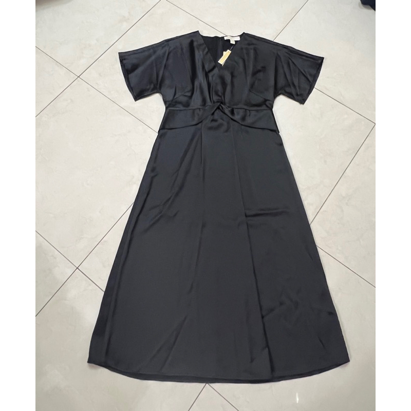 全新正品 美國 MICHAEL KORS  MK 女大人黑色絲質緞面洋裝 M