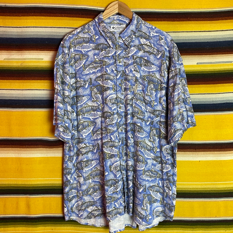 古著•Nuzi_s • Columbia斯里蘭卡製魚印章魚襯衫S4031935魚襯衫