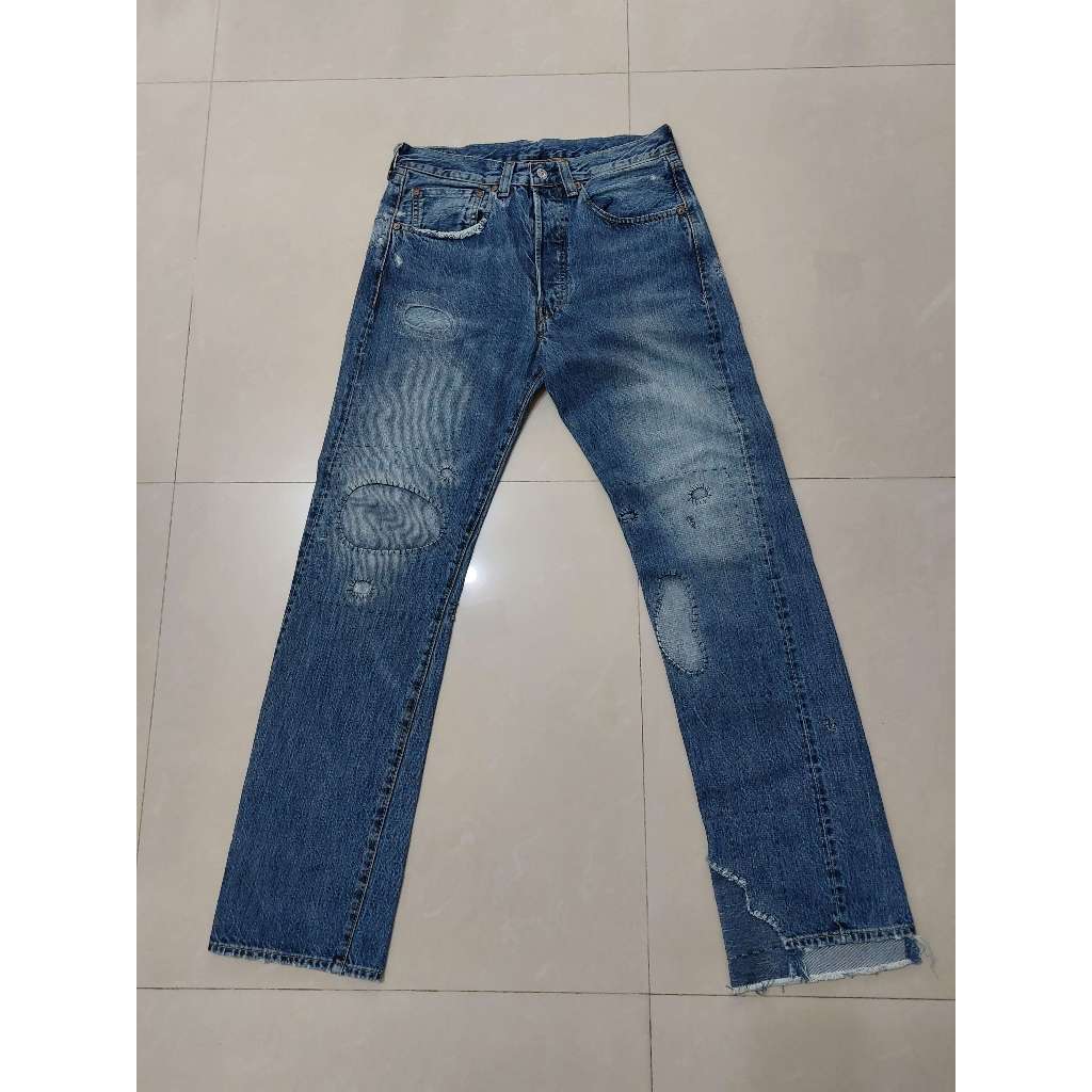 美國 Levi's 501 501XX 47501 大戰版 大E LVC 赤耳布邊 水洗 破壞加工 補釘 丹寧 牛仔褲