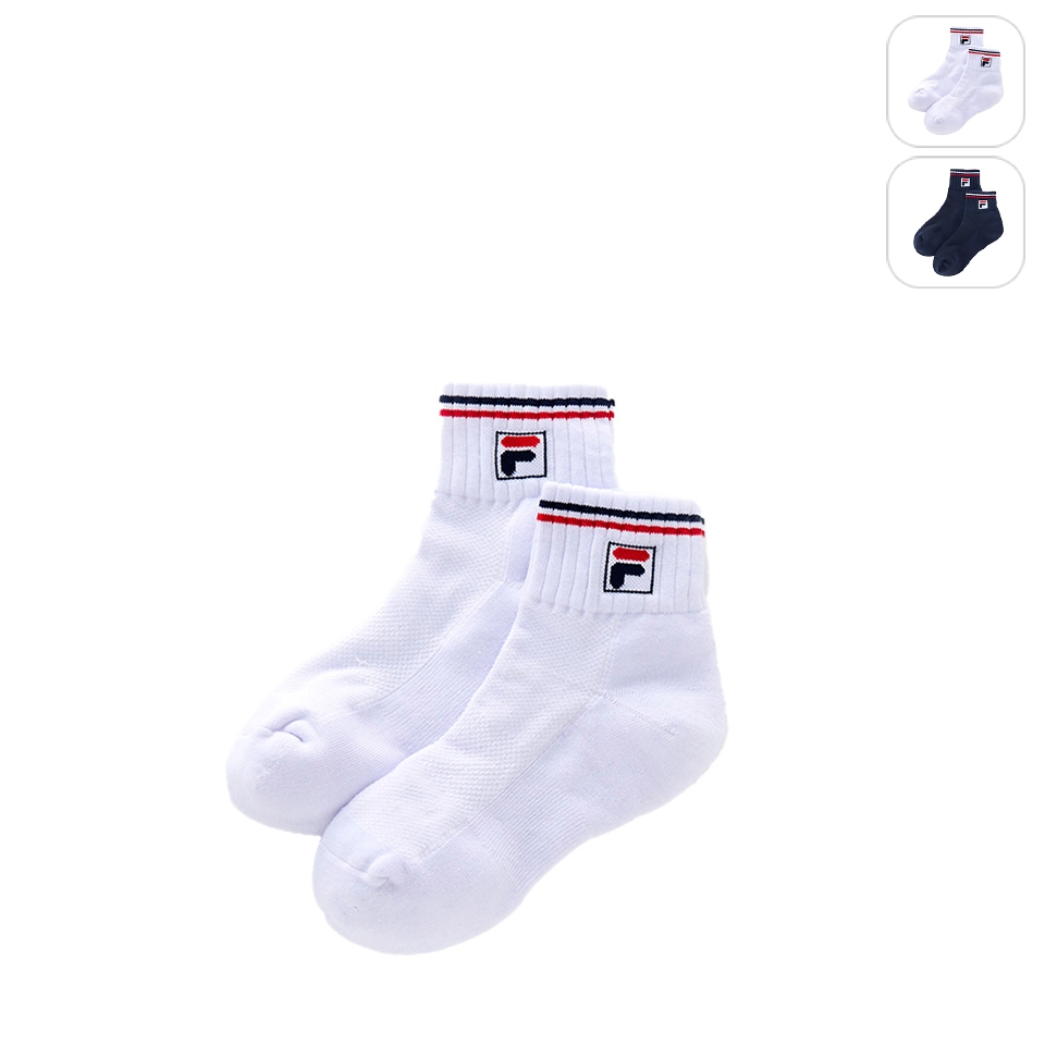 【FILA】基本款半毛巾短襪-白 SCX-5007-WT