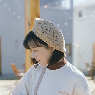 QUEENSHOP_ S 女裝 鏤空編織花紋造型貝蕾帽 三色售 現+預 【07020899】