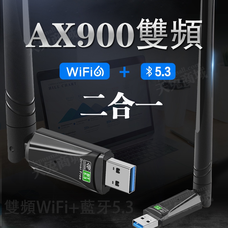 WiFi6無線網卡 免驅00Mbps雙頻 電腦USB網絡接收器髮射器 5.3藍牙適配器 AP熱點髮射 外置5dBi天線
