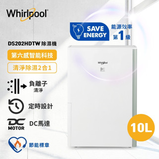 【Whirlpool 惠而浦】Puri-Pro 10公升 一級能效 清淨除濕機 DS202HDTW (湖水綠)