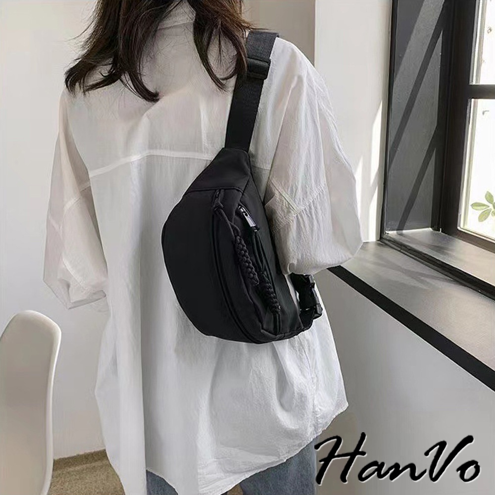 【HanVo】簡約雙層輕便休閒包包 優質百搭實用單肩包 上課上班包 韓系女生配件 A1085