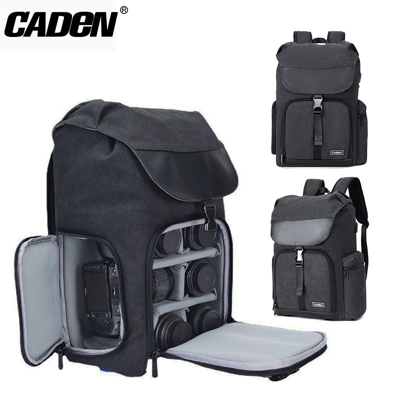 CADeN卡登雙肩帆布相機包 戶外大容量上下分倉單反相機背包 相機攝影包