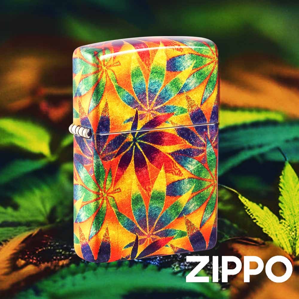 ZIPPO 繽紛彩色葉防風打火機 48776 色彩繽紛的彩色葉 無縫設計 華麗彩色 黃銅色調 終身保固