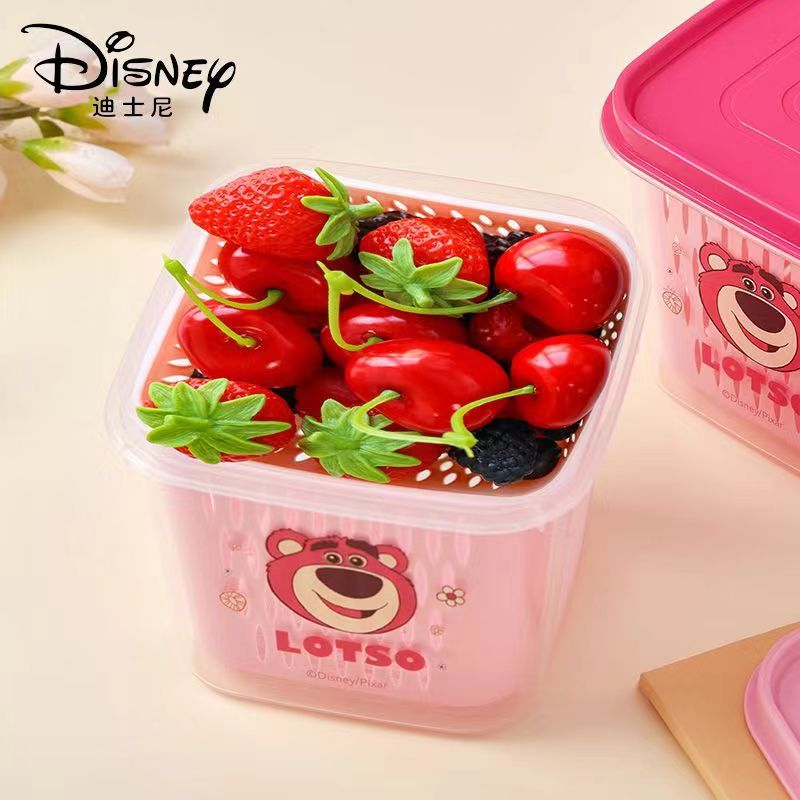【限時特惠】迪士尼瀝水籃子可愛草莓熊寶寶輔食水果濾水籃瓜果盤水果收納盒