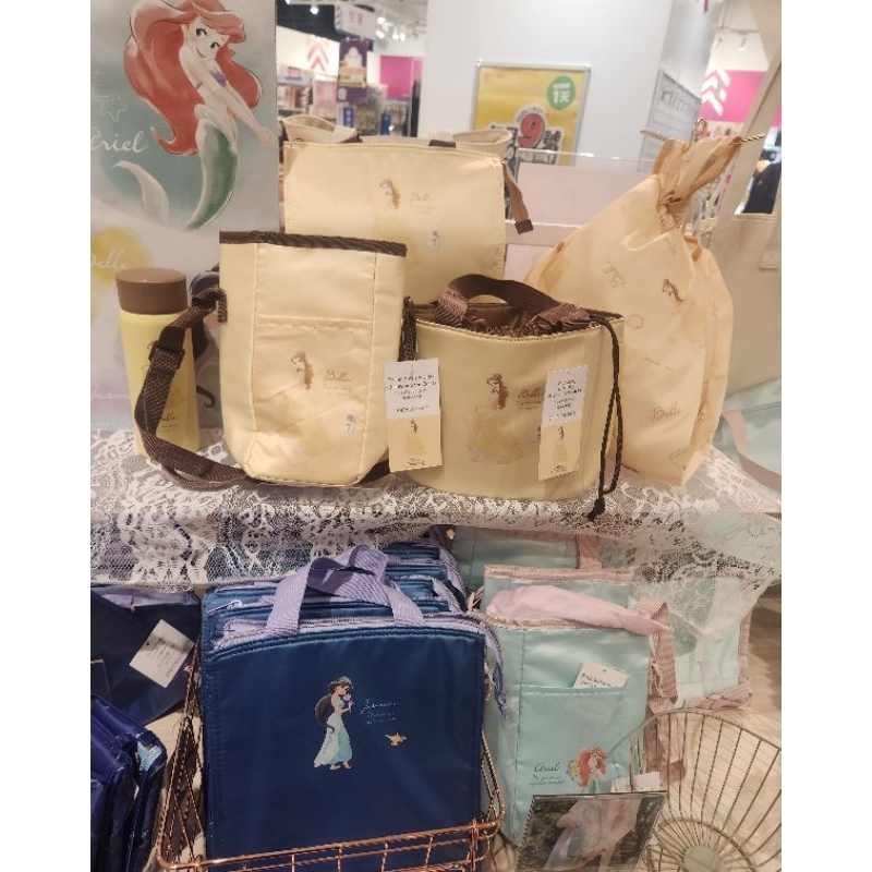 全新 大創DAISO×THREEPPY 迪士尼Disney  公主 系列小美人魚 貝兒 茉莉 折疊手提袋 購物袋 手提袋