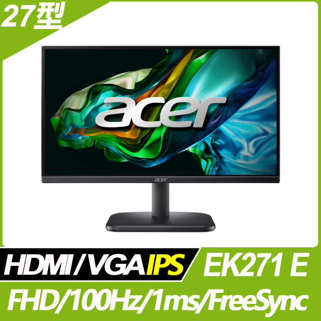 Acer EK271 E 護眼抗閃螢幕(27型/FHD/100Hz/HDMI/VGA/IPS) 附發票影本