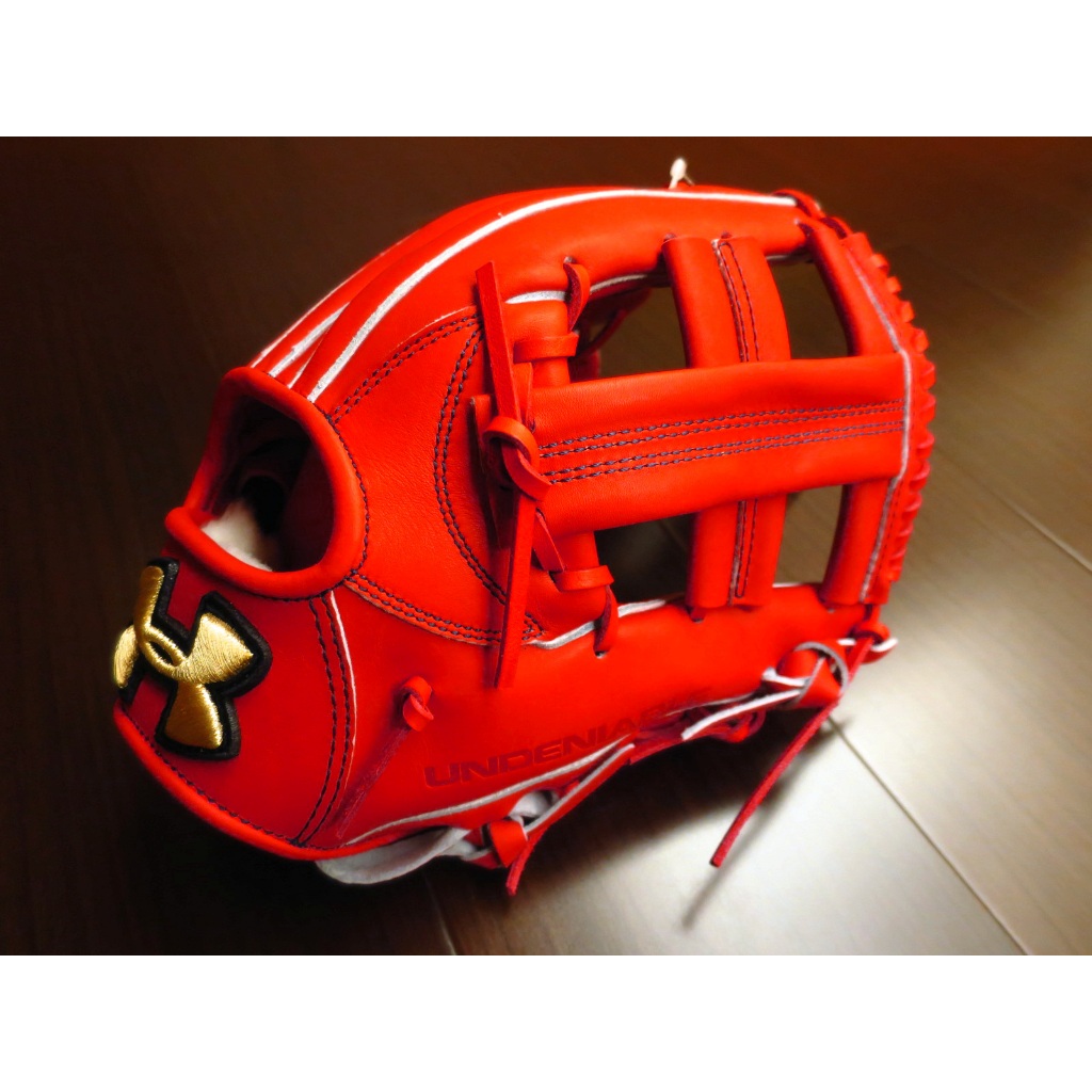 {圓圓小舖}全新日製硬式日本製 UA UNDER ARMOUR 棒壘球手套棒球手套內野手套內野十字擋 紅色