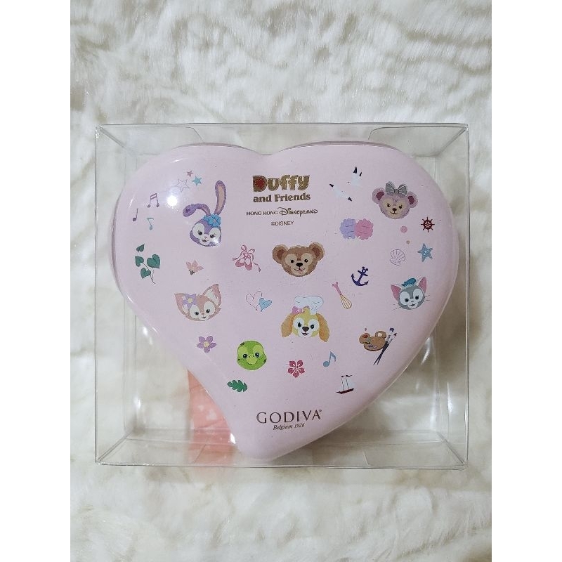 [全新／現貨]香港迪士尼 限定款 Duffy ＆ GODIVA聯名 粉色 愛心 鐵盒 巧克力 48g 告白 示愛