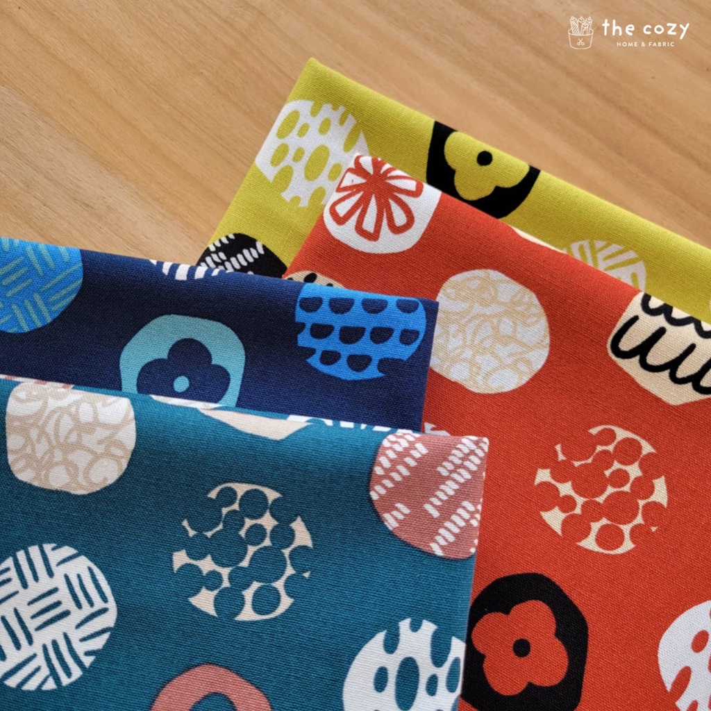樂可布品 台灣布 [圈圈幾何/4色] 厚棉 棉布 印花布 桌巾 手作 拼布 印花布
