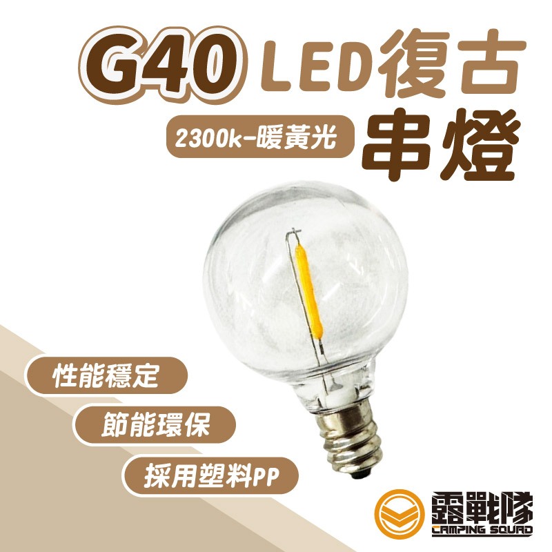 LUYING G40 LED復古燈泡 單售 塑膠燈泡  氣氛燈 場地佈置 美學燈 燈飾【露戰隊】