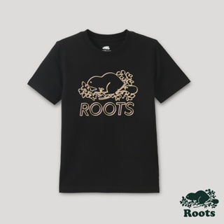 【Roots】大童-宇宙探索系列 框線海狸短袖T恤