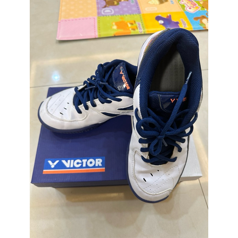 Victor 羽球鞋 A102 寬楦 藍色白色 24.5號 台中面交