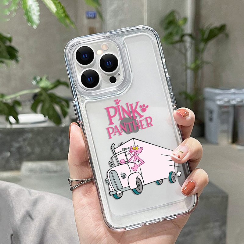 可愛開貨車粉紅豹硬殼  適用於iPhone11 12 13 14 15 Pro Max 手機殼 卡通 全包防摔殼 太空殼