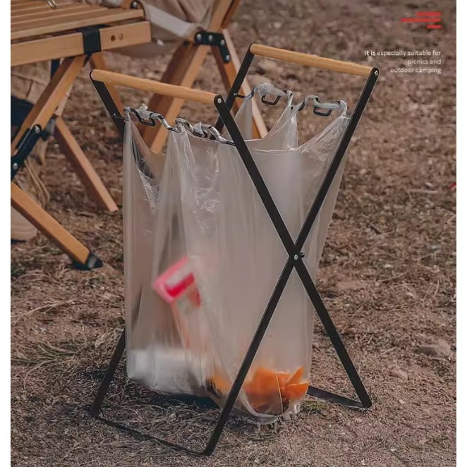 【life用品】戶外摺疊垃圾架收納架創意家用廚房金屬垃圾桶垃圾袋支架燒烤支架