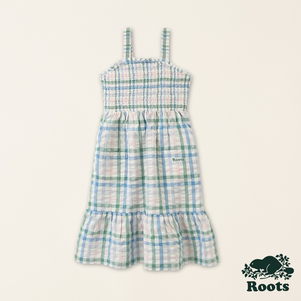 【Roots】大童-喚起自然之心系列 格紋泡泡紗洋裝
