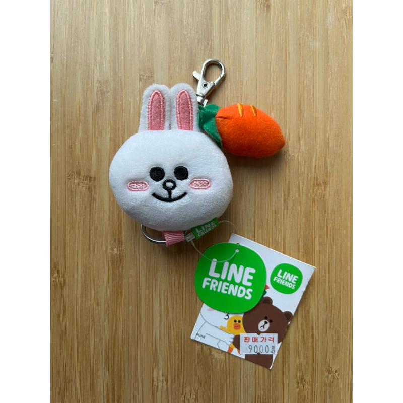 正版（於韓國購入）LINE FRIENDS兔兔伸縮證件吊牌 票夾 絨毛鑰匙圈