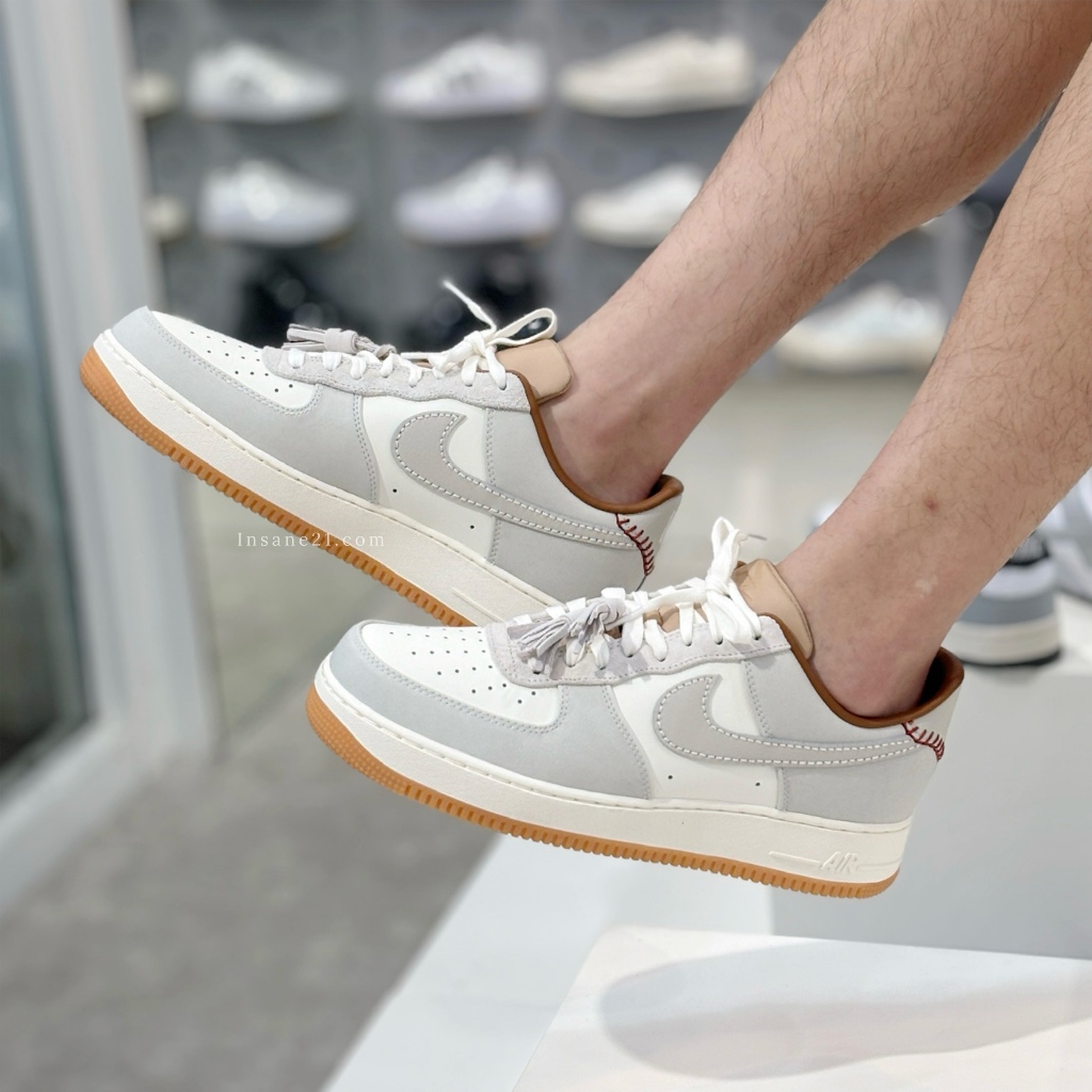 NIKE AIR FORCE 1 莫蘭迪灰 焦糖底 流蘇 男鞋 HF5697-001【Insane-21】