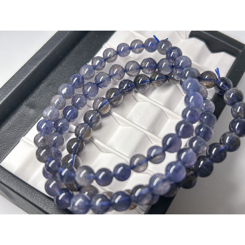 堇青石 透體 閃亮效應 二色性 6mm 7mm 漂亮藍紫 圓珠 散珠 單顆賣
