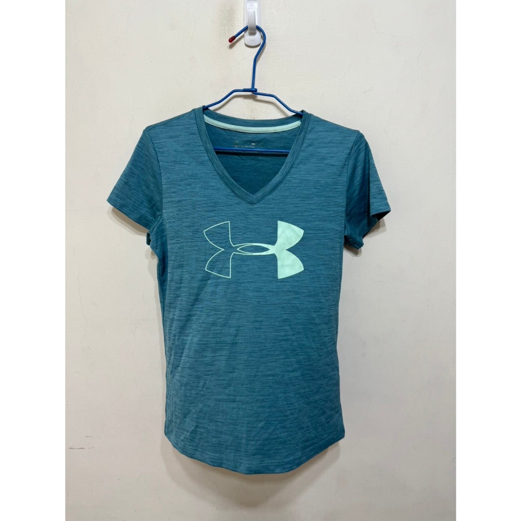 「 二手衣 」 Under Armour 女版短袖運動上衣 S/M（藍綠色）88