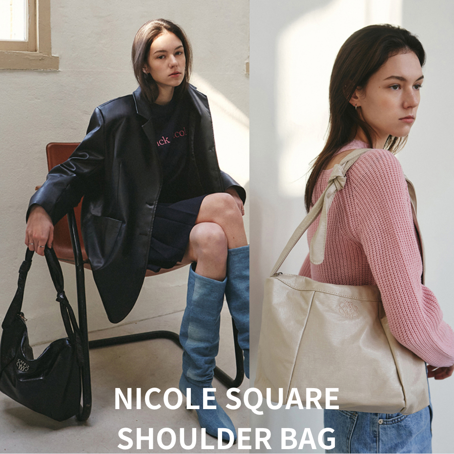 [Nick Nicole預購] NICOLE SQUARE SHOULDER BAG_BLACK/CREAM