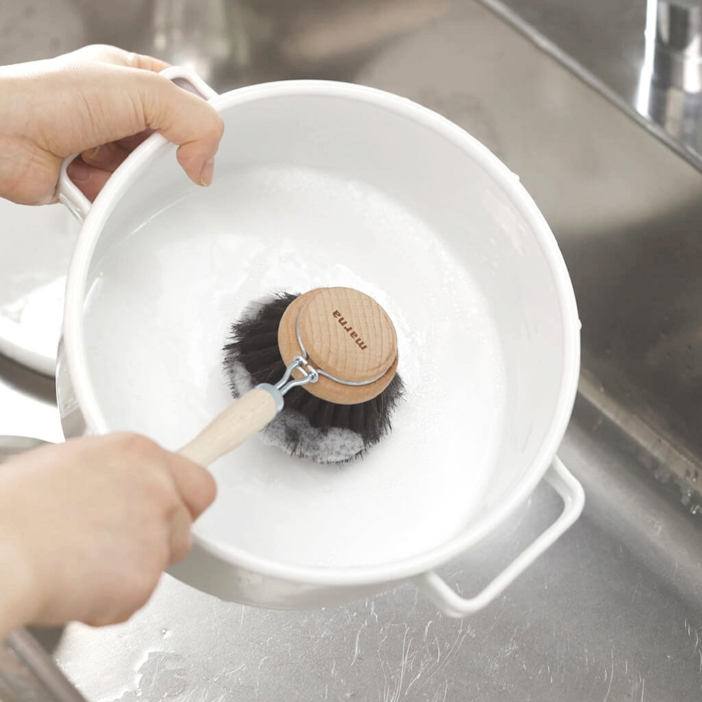 【303好食好物】Marna | 日本 馬毛清潔刷 有柄 浴室 廚房 廁所 刷子 毛刷 去汙 洗碗 鍋具 不沾鍋 琺瑯