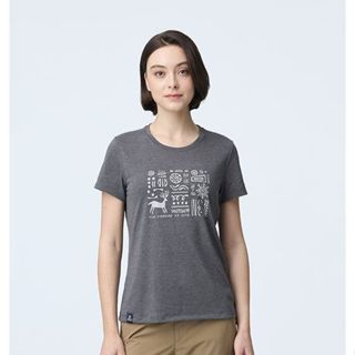 【Wildland 荒野】0B21609 女款 瀰漫部落戶外機能T/短袖排汗衣/快排短T 深灰色