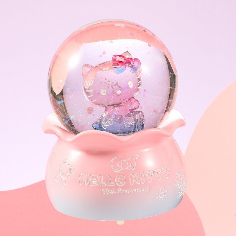 【 JARLL讚爾藝術 新品】Hello Kitty 50周年紀念  大耳狗 My Melody 旋轉木馬 水晶球音樂盒