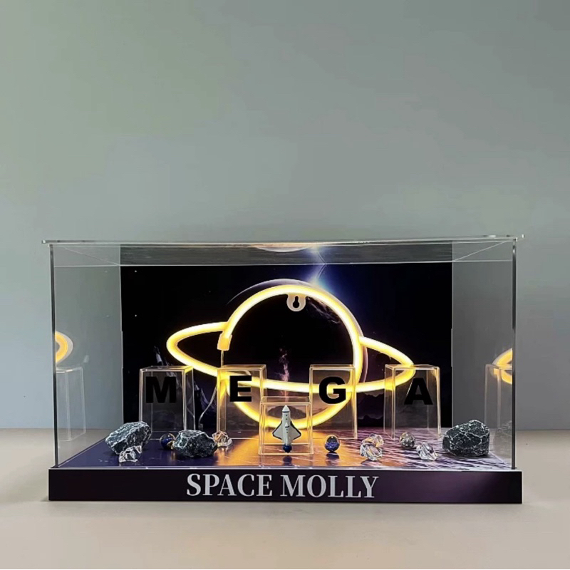 泡泡瑪特主題展示盒 POP MART SPACE MOLLY MEGA珍藏系列 100% 場景展示盒 盲盒 壓克力展示盒