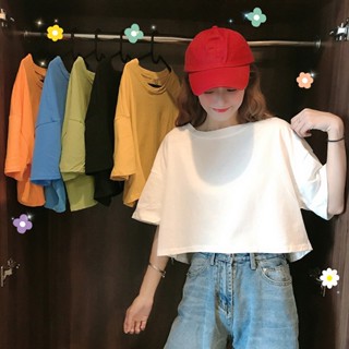 ZUCAS~韓版寬鬆素色短版上衣 短袖上衣 短袖t恤 女裝 顯瘦上衣 衣服 寬鬆上衣 素T 短板上衣 -R-318