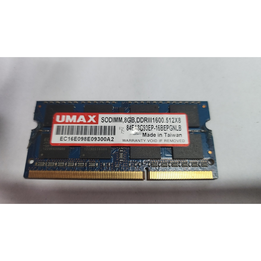 含稅 UMAX DDR3 1600 8GB 筆電用 終身保固 05R995